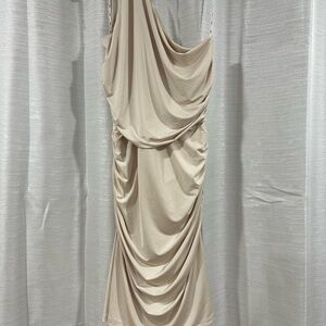 DKNY One Shoulder Cream Dress